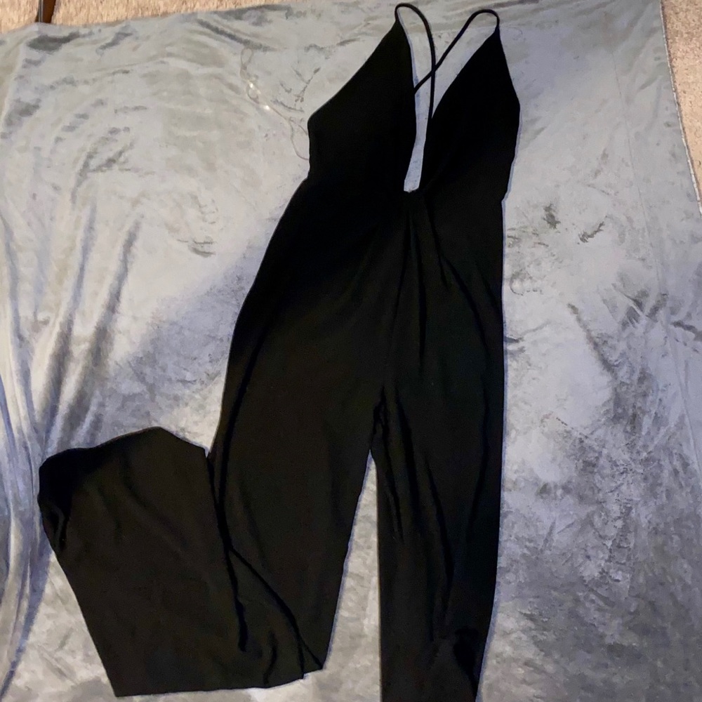 Black plunging jumpsuit